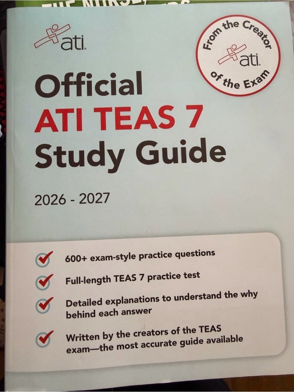 ATI Official TEAS 7 Study Guide 2026-2027 - White & Red